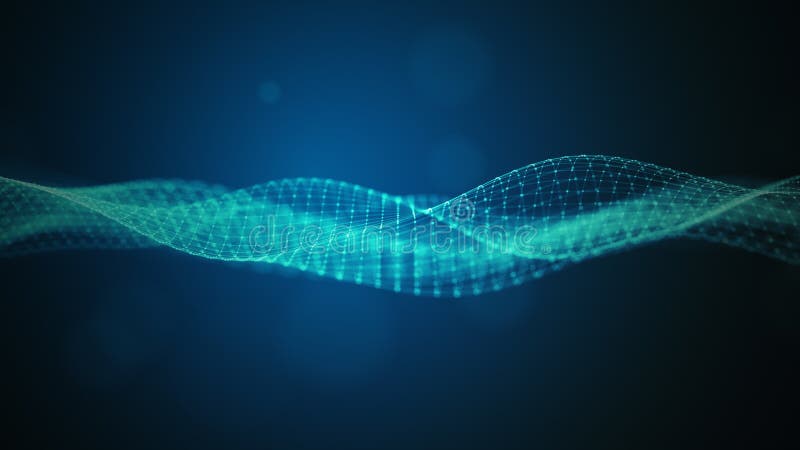Digital wave big data flow, Technology data network connected with the dots, Technology blockchain connection ideas for futuristic stock illustration