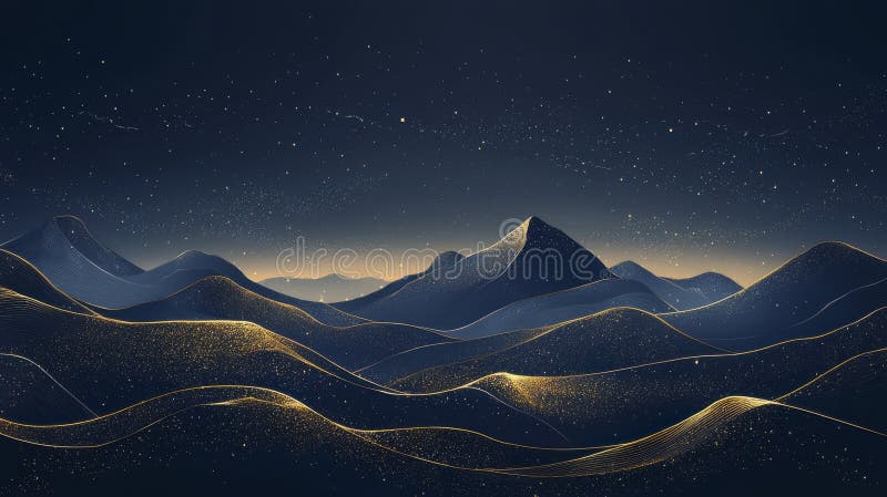 Digital Waves and Peaks Under Enchanting Light Display vector illustration