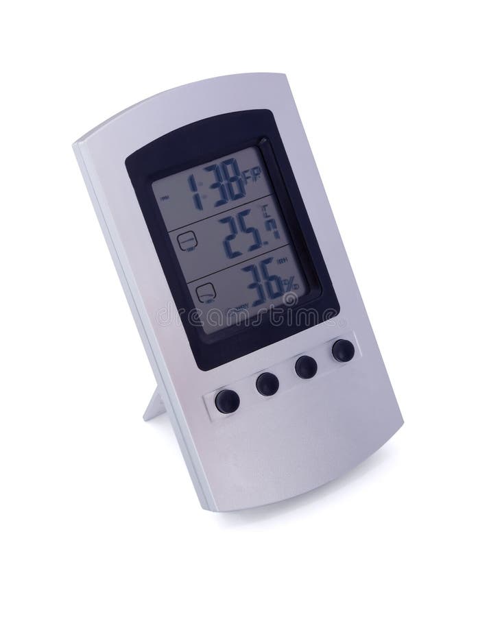 Digital weather station with clock royalty free stock photography