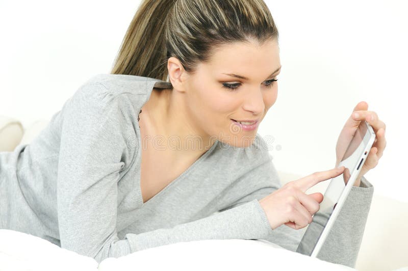 Digital woman stock image. Image of ebook, technology - 18637585