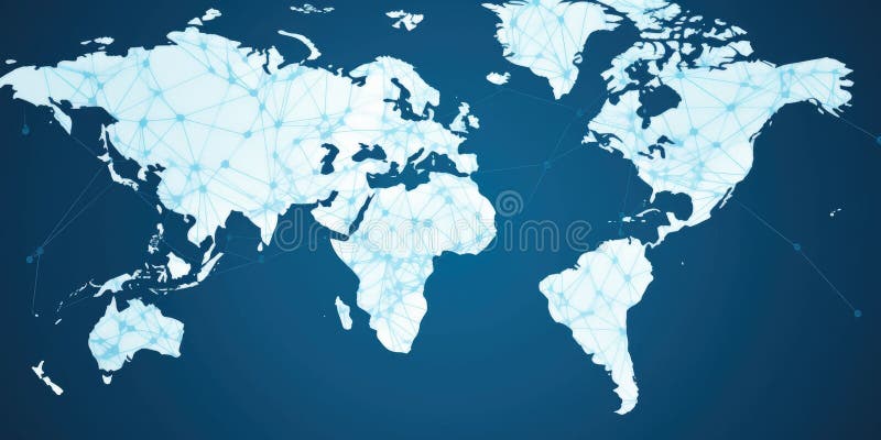 World map in low poly design with network lines on a dark background. AIG35. royalty free stock image