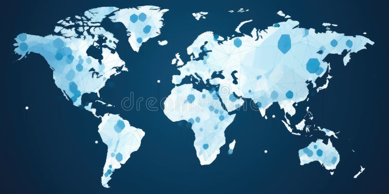 World map in low poly design with network lines on a dark background. AIG35. royalty free stock photo
