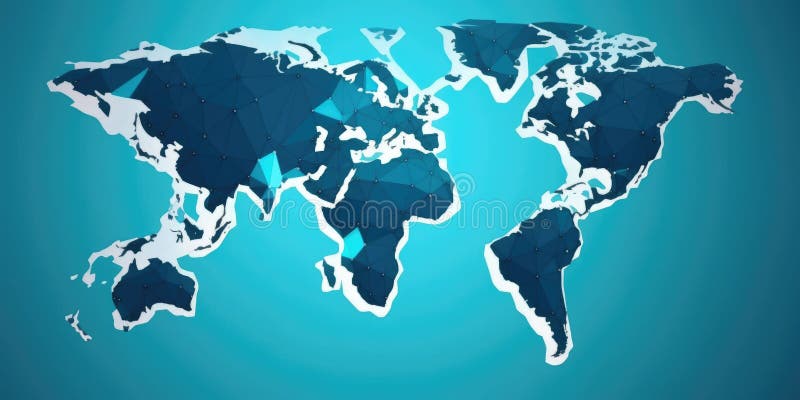 World map in low poly design with network lines on a dark background. AIG35. royalty free stock image