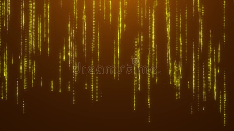 Digital yellow rain loop animation. Abstract technology background. royalty free illustration