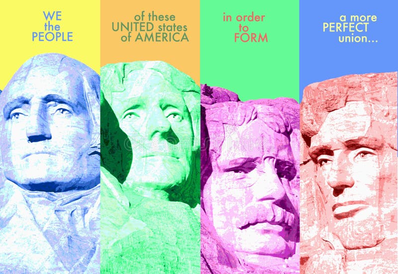 Digital-Zusammensetzung: Der Mount Rushmore und Präambel zum U S beschaffenheit
