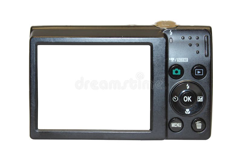 Digitale camera geïsoleerd op wit stock afbeeldingen