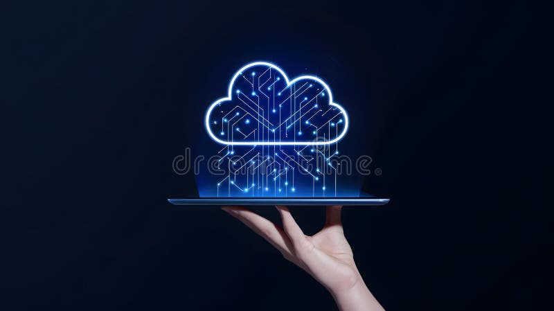 Digitale Cloud Computing-Technologie für Tablet Network Data Innovation Zukunft Moderne Business Cybersecurity Electronic lizenzfreie abbildung