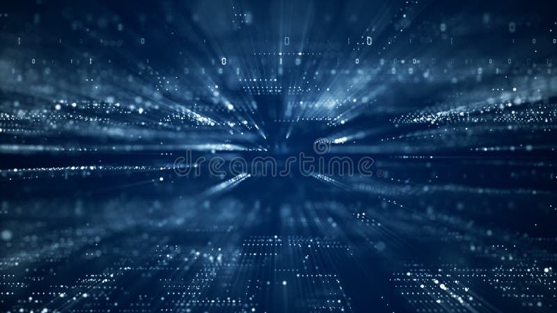Digitale cyberruimte met deeltjes en het concept van digitale gegevensnetwerkverbindingen