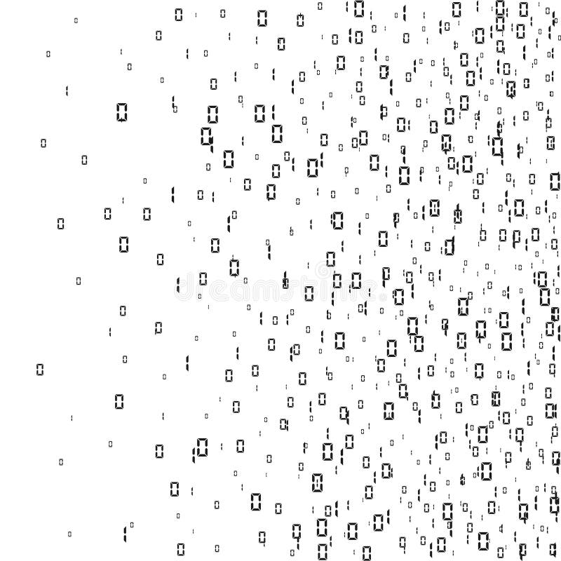 Digitale Datenstromcodierung. Zufallszahlen. Matrixhintergrund. Vektordarstellung auf weißem Hintergrund isoliert.
