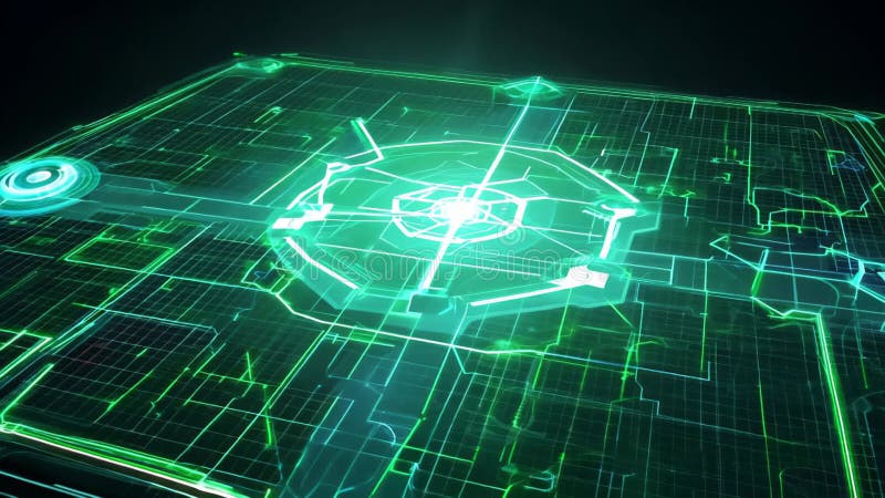 Digitale grüne Netzwerklinien bilden eine pulsierende abstrakte Struktur in einer dunklen virtuellen Umgebung. Video lizenzfreie abbildung
