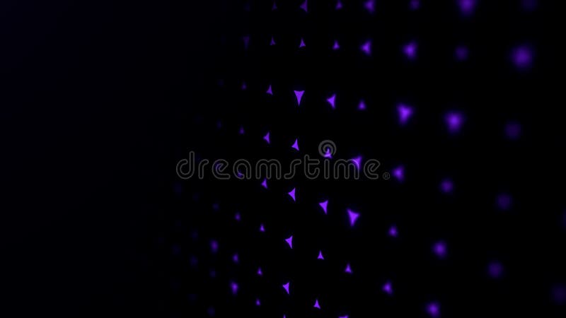 Digitale leuchtende violette, dynamische Dreiecke. Minimalistische bewegliche Formen auf dunklem futuristischem Hintergrund. Moder stock abbildung