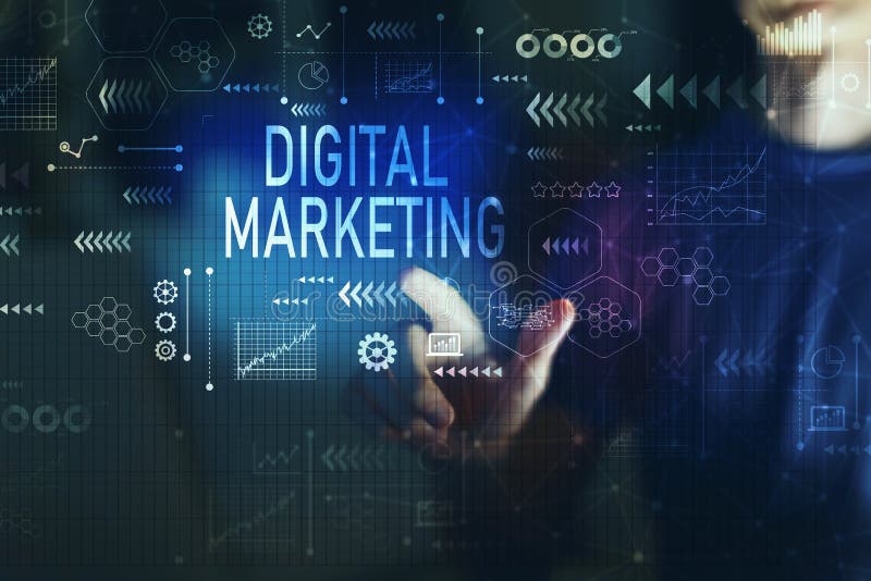 Digitale Marketing met de jonge mens royalty-vrije stock afbeeldingen Digitale Marketing met de jonge mens royalty-vrije stock afbeeldingen