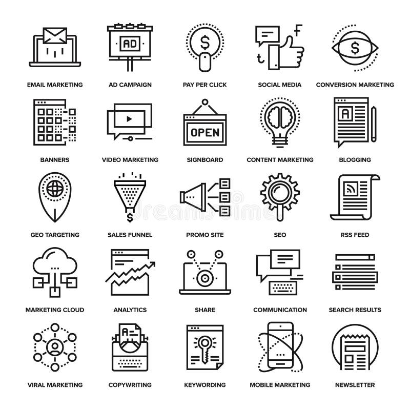 Digitale marketing pictogrammen royalty-vrije illustratie Digitale marketing pictogrammen royalty-vrije illustratie