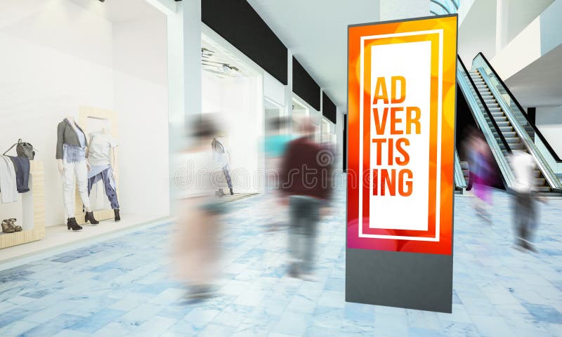 Digitale reclame in een winkelcentrum royalty-vrije illustratie