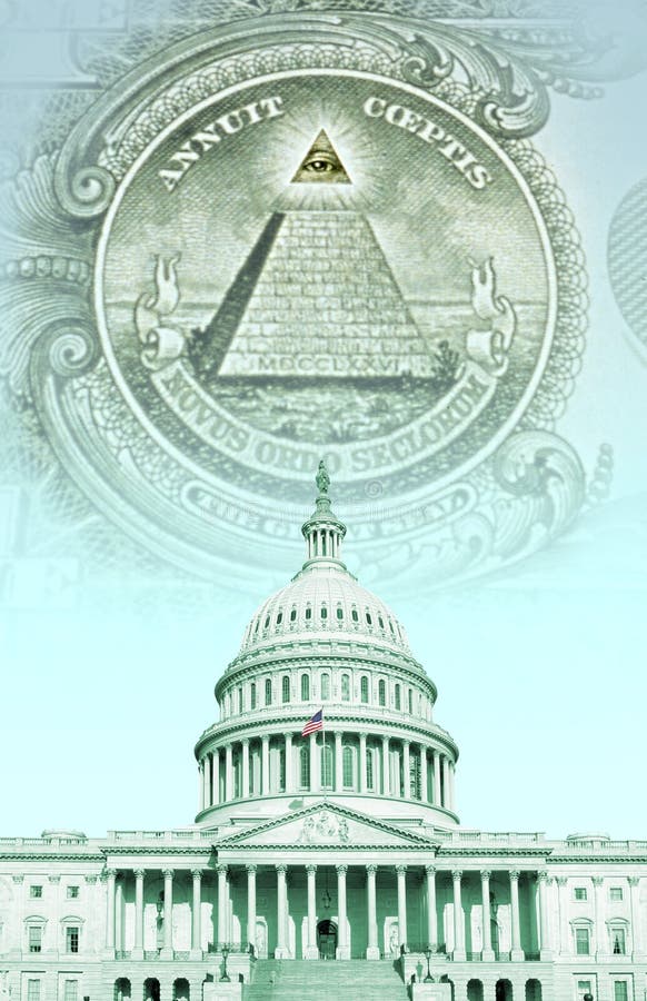 Digitale samenstelling: U S Capitool met geld stock fotografie Digitale samenstelling: U S Capitool met geld stock fotografie