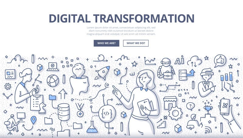 Digitale transformatie Doodle-concept