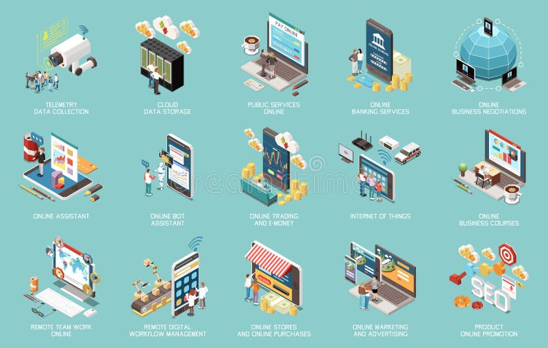 Digitale Umwandlungsikonen lizenzfreie abbildung