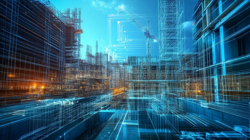 Digitale Zweitintegration bei der Visualisierung von Baustellen lizenzfreie abbildung