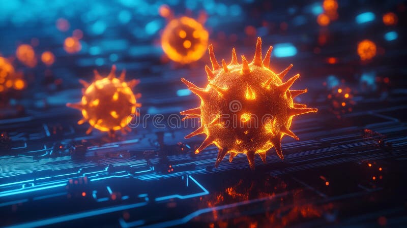 Digitaler Darstellung des Blendvirus auf der Leiterplatte vektor abbildung