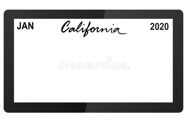 California new car digital registration plate vector illustration. California new car digital registration plate vector illustration