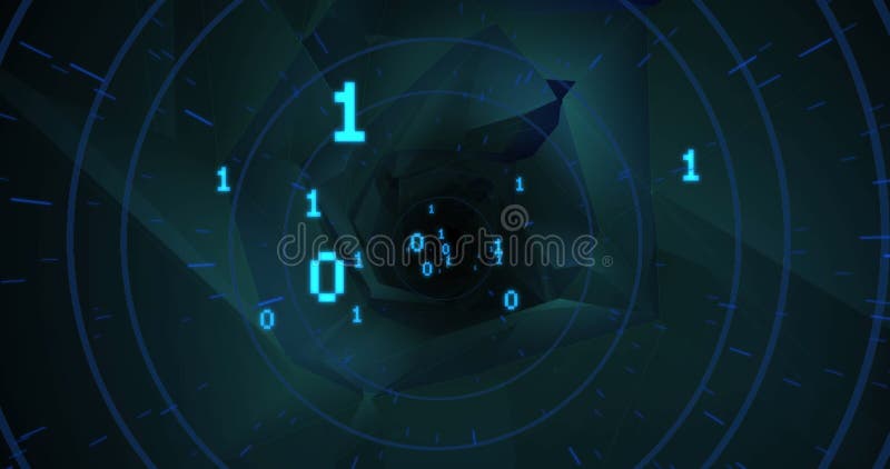 Digitales Bild mit binärem Code und Formen stockbild