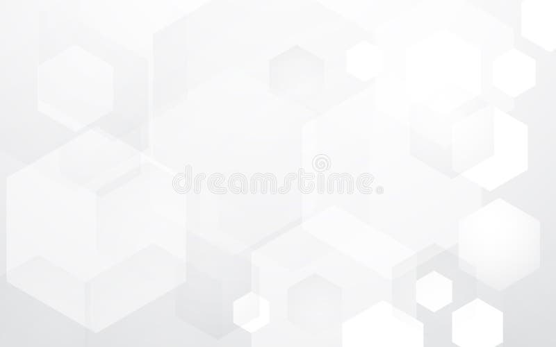 Digitales High-Teches Hexagonkonzept der abstrakten Technologie auf Schwarzweiss-Hintergrund vektor abbildung