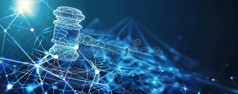 Digitales Modell und Netzwerk, das die Einhaltung der Bankenregulierung innerhalb der Finanzbranche repräsentiert lizenzfreie stockbilder