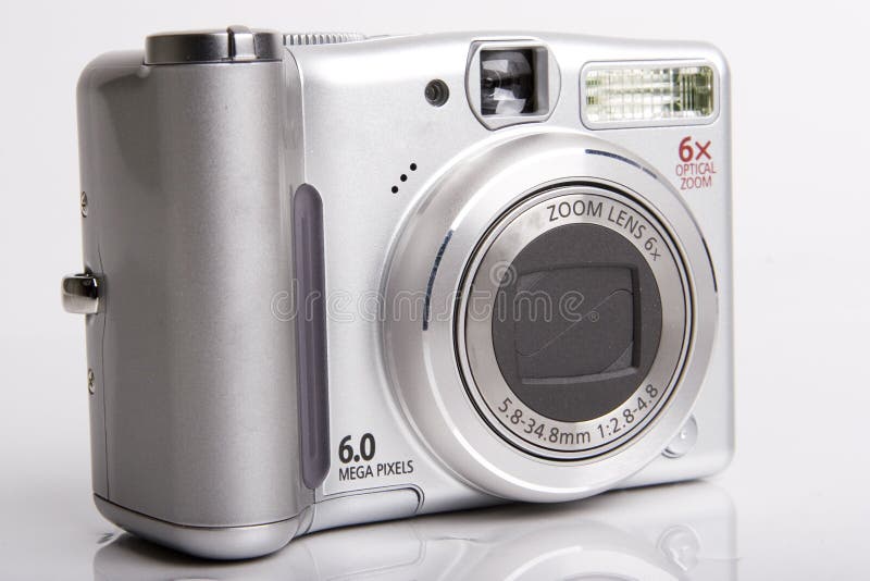 Black-white digital camera on white closed. Black-white digital camera on white closed