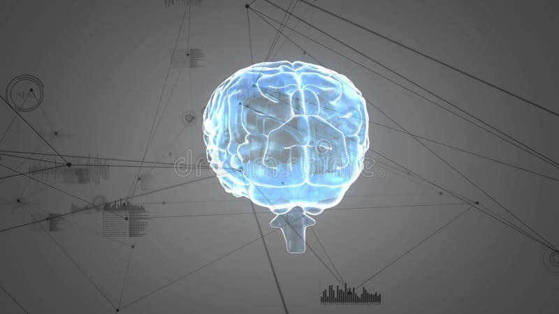 Digital brain and asymmetrical lines with graphs royalty free illustration