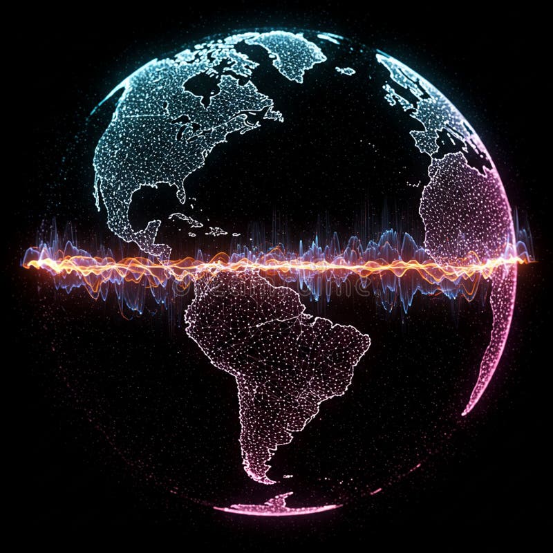 A digitally generated image of Earth highlighting North and South America with a royalty free illustration