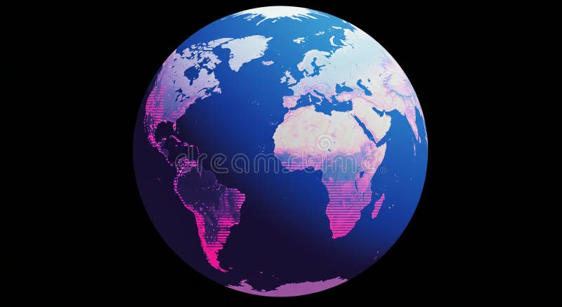 A digitally generated image of Earth viewed from space, focusing on the African stock illustration