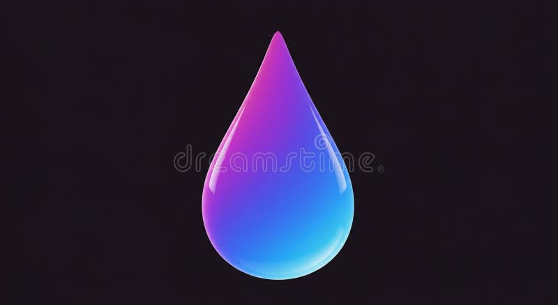 A digitally generated image features a 3D water droplet with a smooth gradient of royalty free illustration