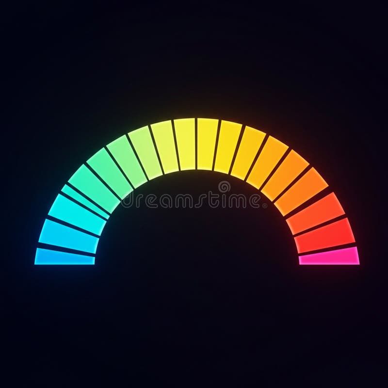 A digitally generated image featuring a rainbow-colored semi-circular gauge on a vector illustration