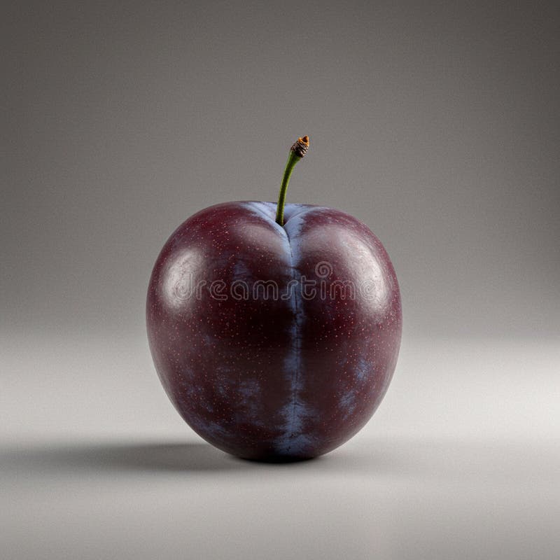 A digitally generated image of a fruit combining features of a plum and an apple. It stock illustration