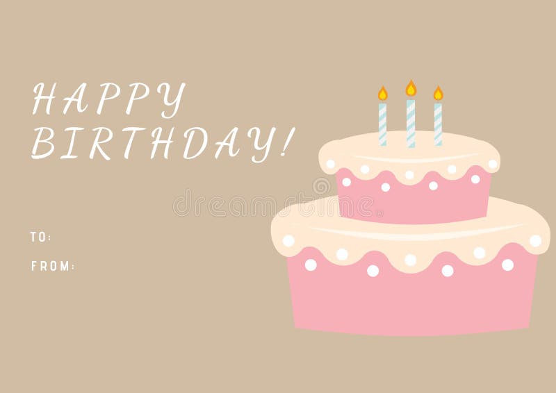 Digitally generated image of happy birthday text and cake on beige background royalty free illustration