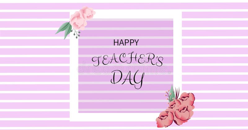 Digitally generated image of happy teacher\'s day text with striped pink background, copy space royalty free illustration