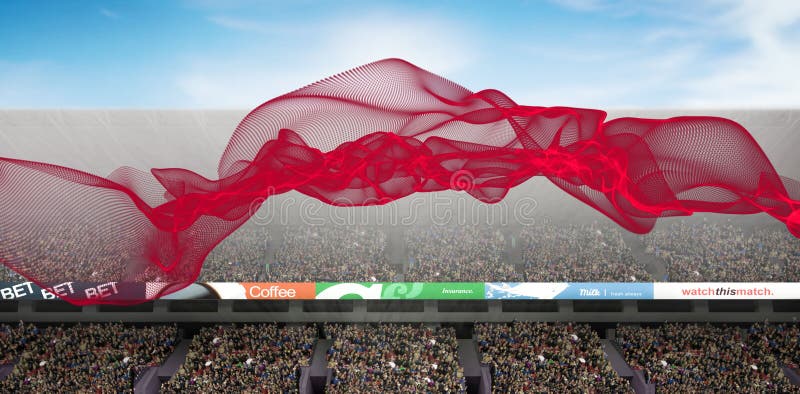 Digitally generated image of red trails over stadium vector illustration