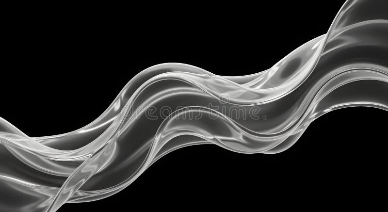 Abstract wavy clear material on black background vector illustration