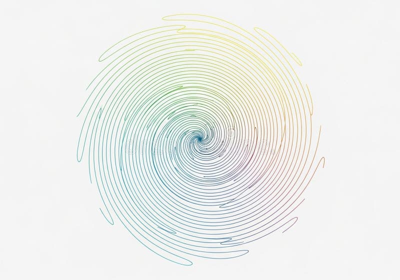 A digitally generated spiral pattern with concentric lines creating a vortex effect. The lines stock illustration
