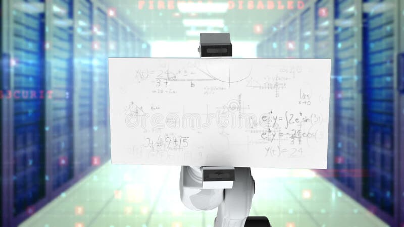 Video generat digital al cardului cu braț robotic cu formulă matematică royalty free illustration
