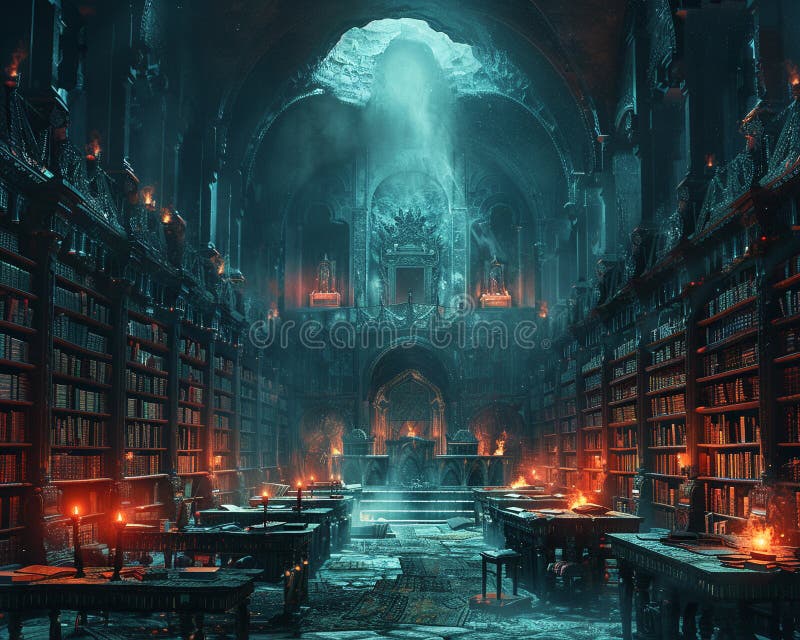 Digitally illustrated image of an ancient library royalty free stock images