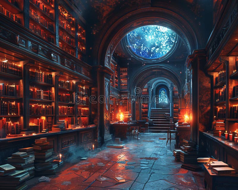 Digitally illustrated image of an ancient library royalty free stock images