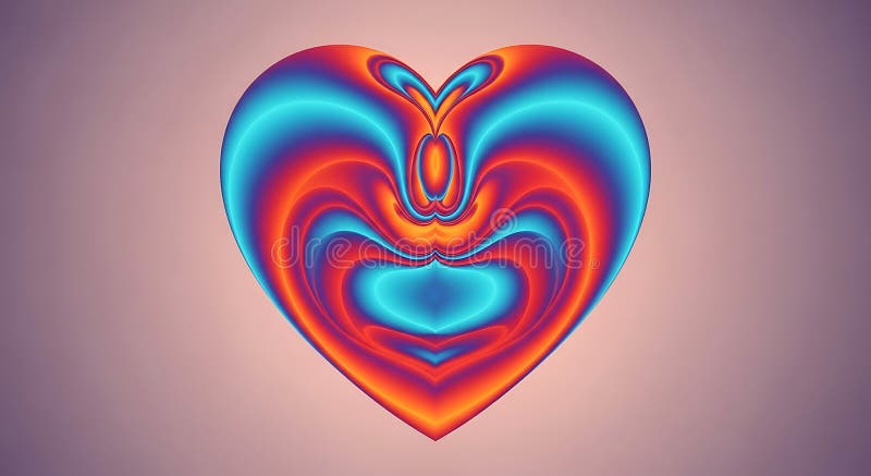 A digitally rendered heart shape features vibrant, swirling patterns in shades of blue vector illustration