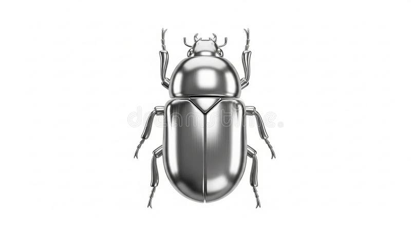 A digitally rendered image of a shiny, metallic beetle with a high level of detail. Th royalty free illustration