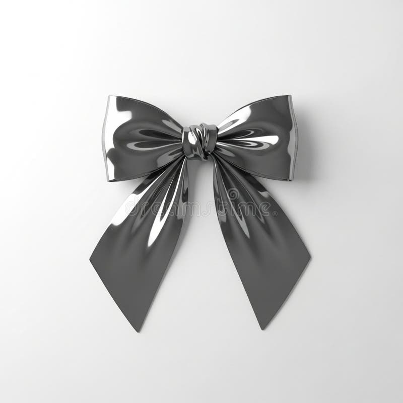A digitally rendered shiny silver bow stock illustration