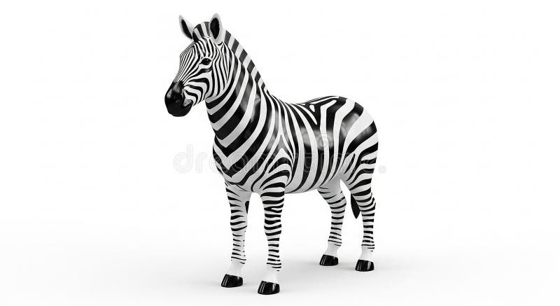 A digitally rendered zebra stands against a white background. The zebra features stock illustration
