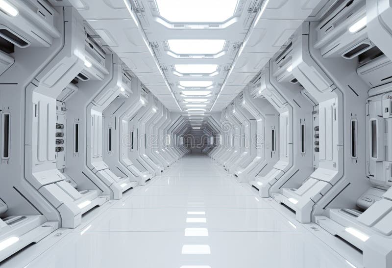 Digitally Streamlined Symmetry in a Dystopian Passage vector illustration