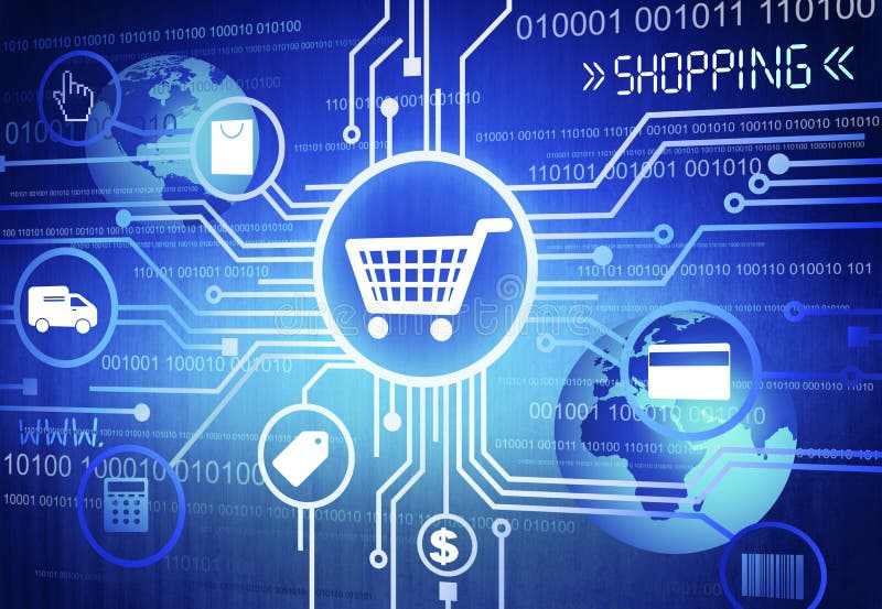 Digitalt genererad bild av shoppingkonceptet royaltyfri illustrationer