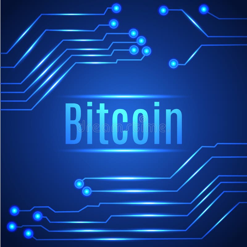 Digitalt valutabegrepp för blå bitcoin på strömkretsbräde