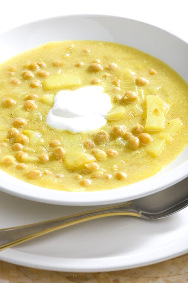 Thick chick peas soup with cream. Thick chick peas soup with cream